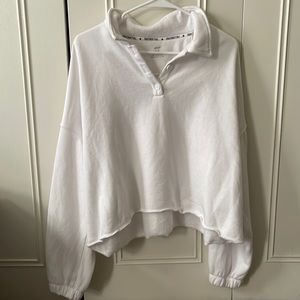 Aerie Fleece Of Mind Cropped Polo Sweatshirt
